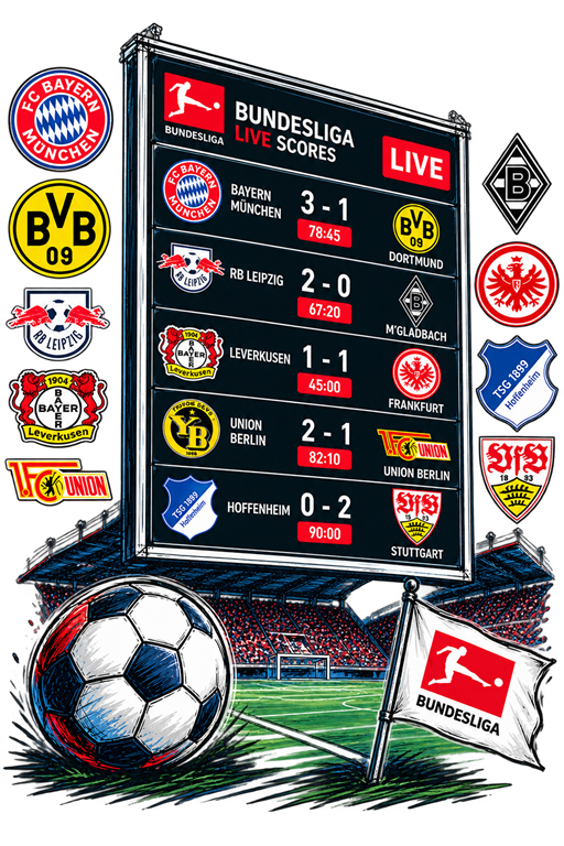 Bundesliga live scores matchday illustration