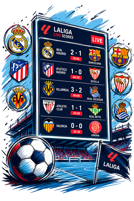 LaLiga live scores matchday illustration
