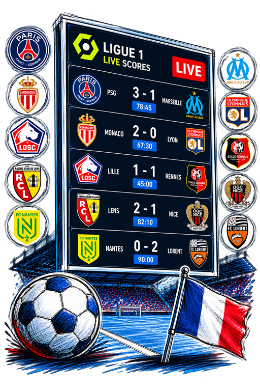 Ligue 1 live scores matchday illustration