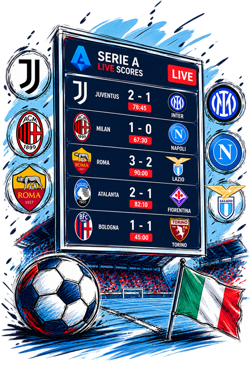 Serie A live scores matchday illustration